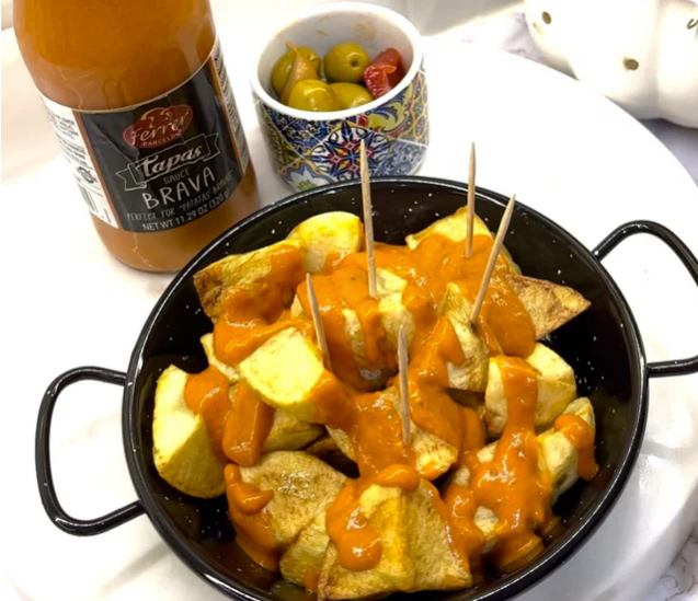 diced potatoes with salsa brava