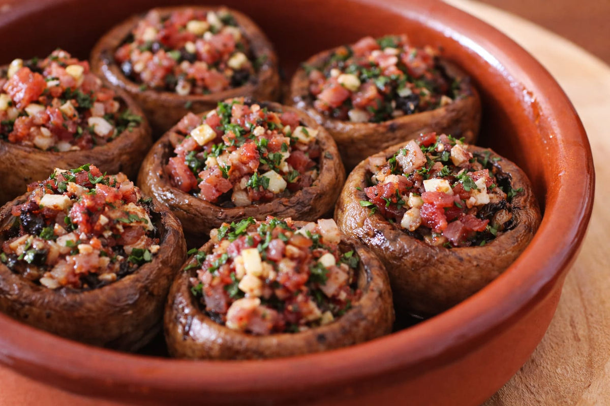Grilled Mushroom Pincho with Serrano Ham