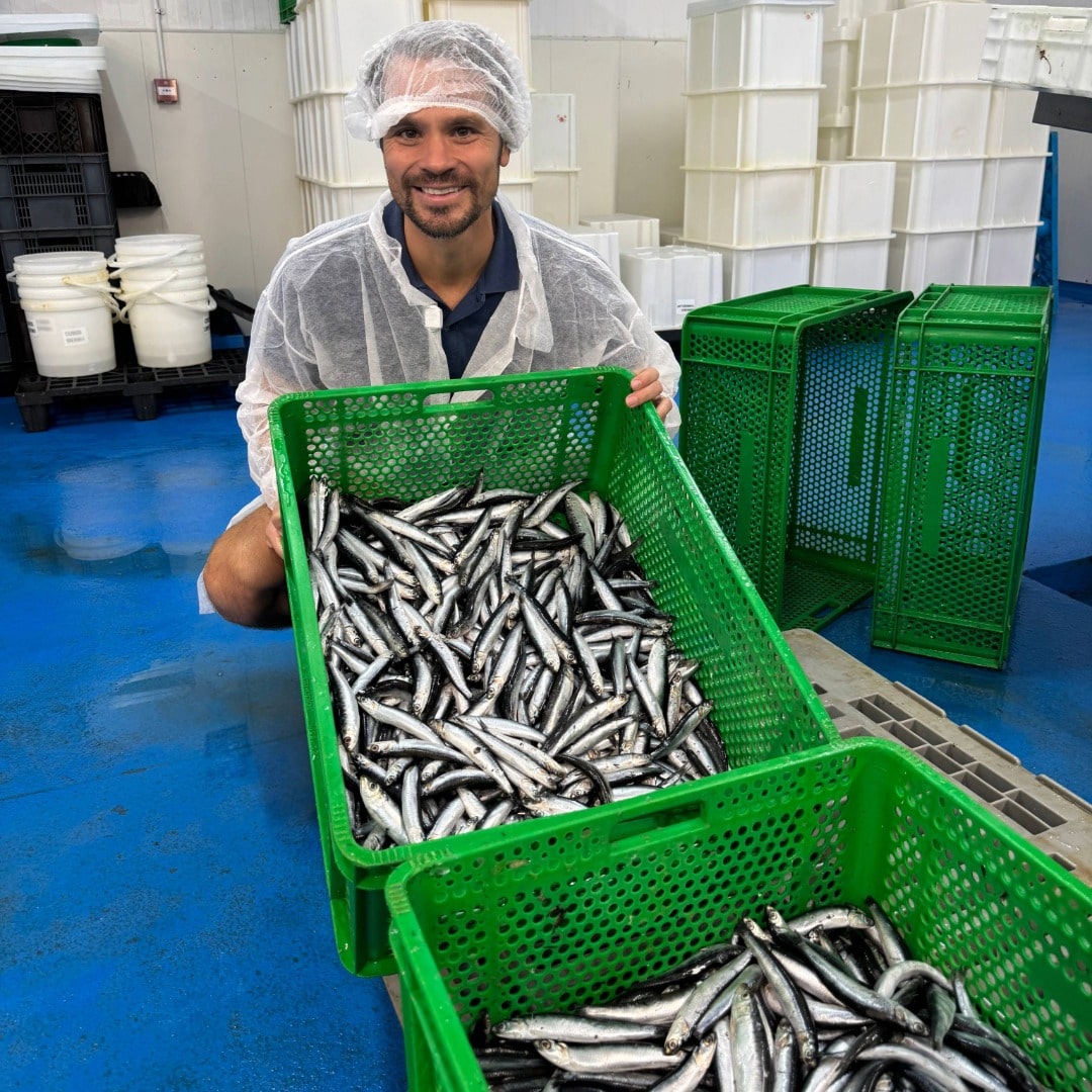 Guillermo Pabon CEO Iberico Taste with a tray of boquerones