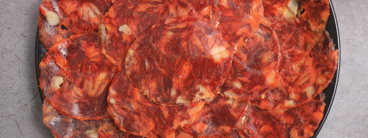 sliced chorizo iberico sausage