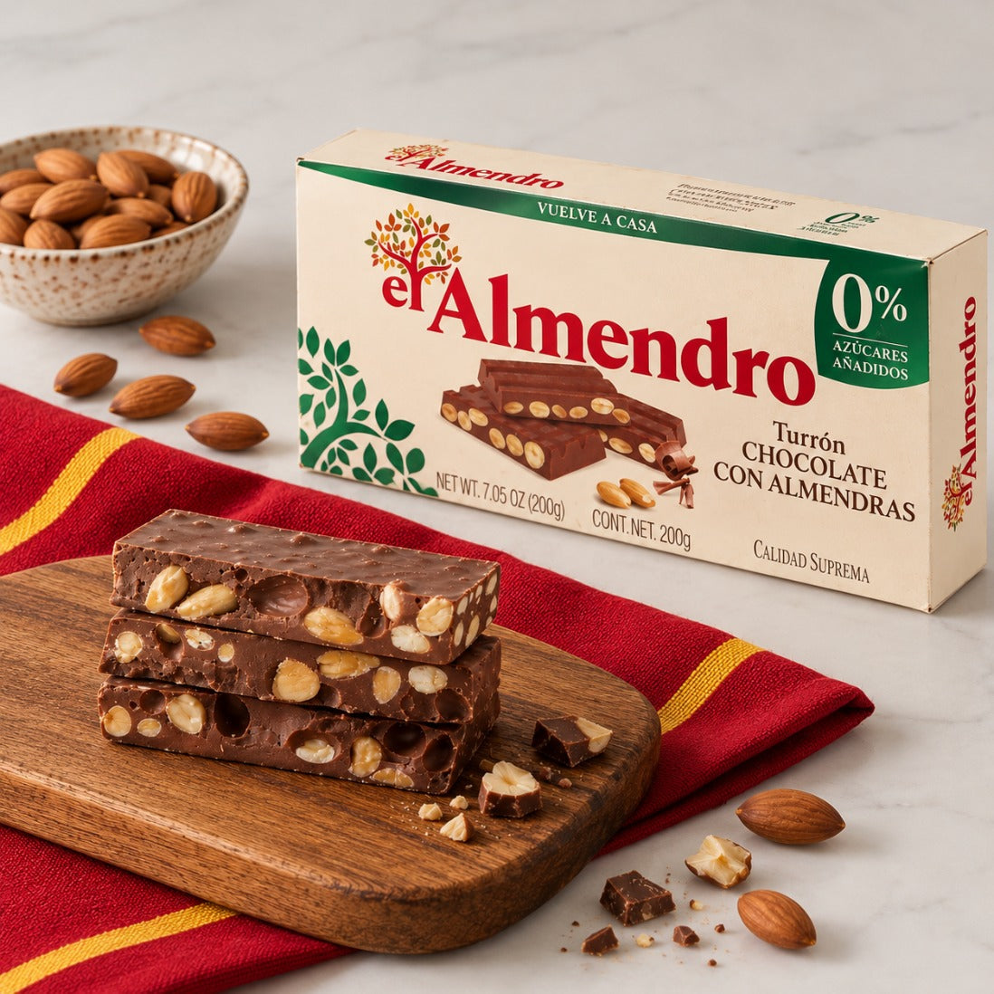 Sugar Free El Almendro Turron Chocolate with Almonds