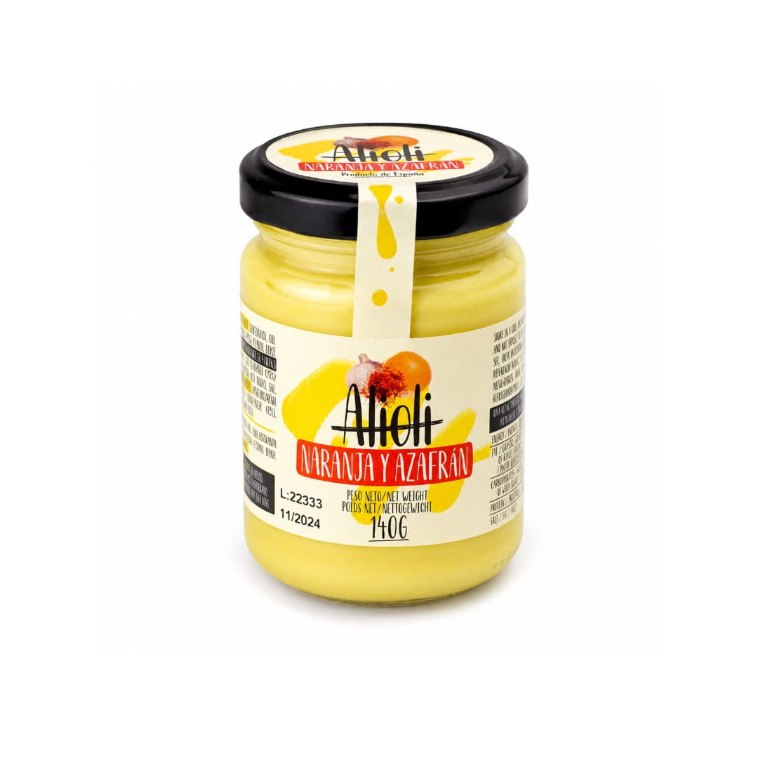 Bottle of alioli with orange and saffron