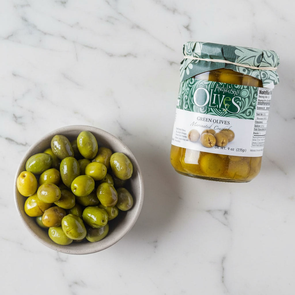 Green Olives Cracked & Marinated Andalusian Olives   