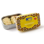 Briosa Gourmet bacalhau in a tin with decorative lid on a white background