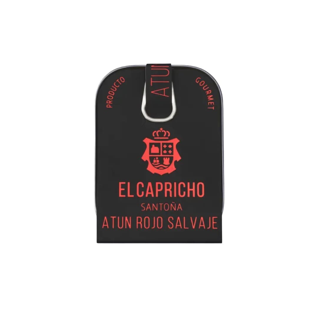 Black packaging with red text and logo on a white background