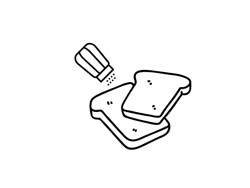 Illustration of toast and a saltshaker on a green background