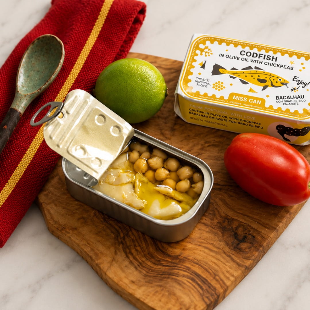 Bacalao Portugués con Garbanzos