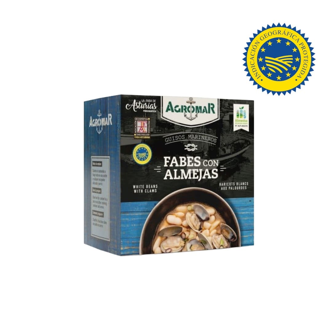 Agromar beans with clams packaging with a logo on a white background