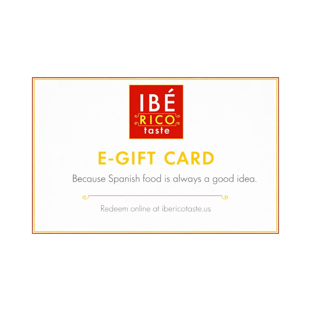 Iberico Taste E-Gift Card with branding and text on a white background