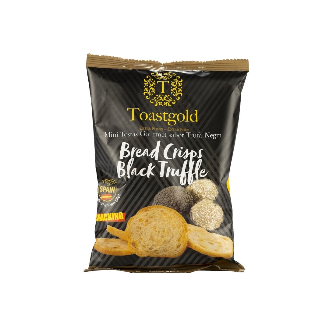Toastgold Bread Crisps Black Truffle packaging on a white background
