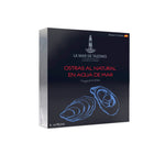 Box of La Mar de Tazones oysters on a white background
