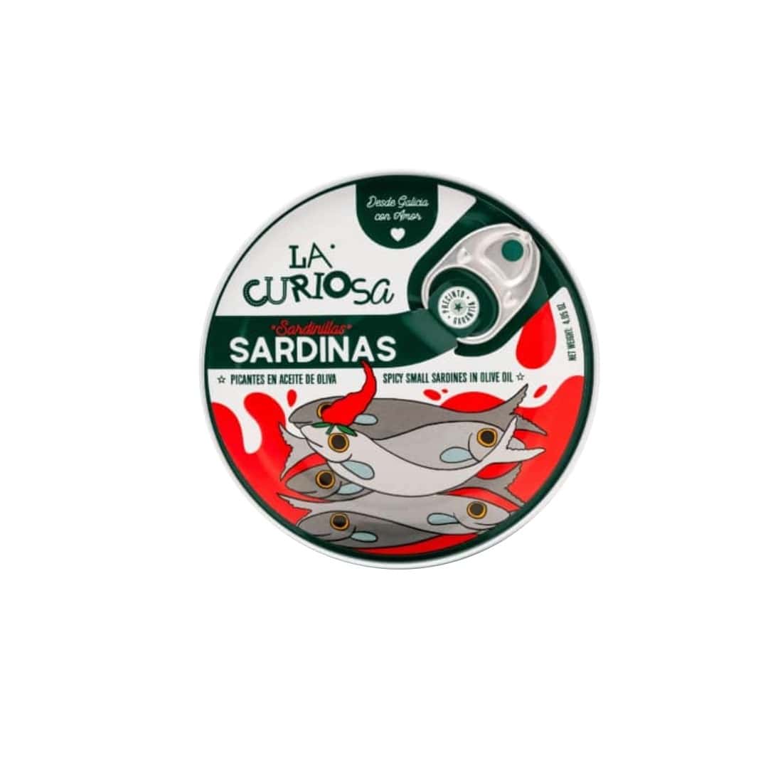 La Curiosa sardine can packaging on a white background