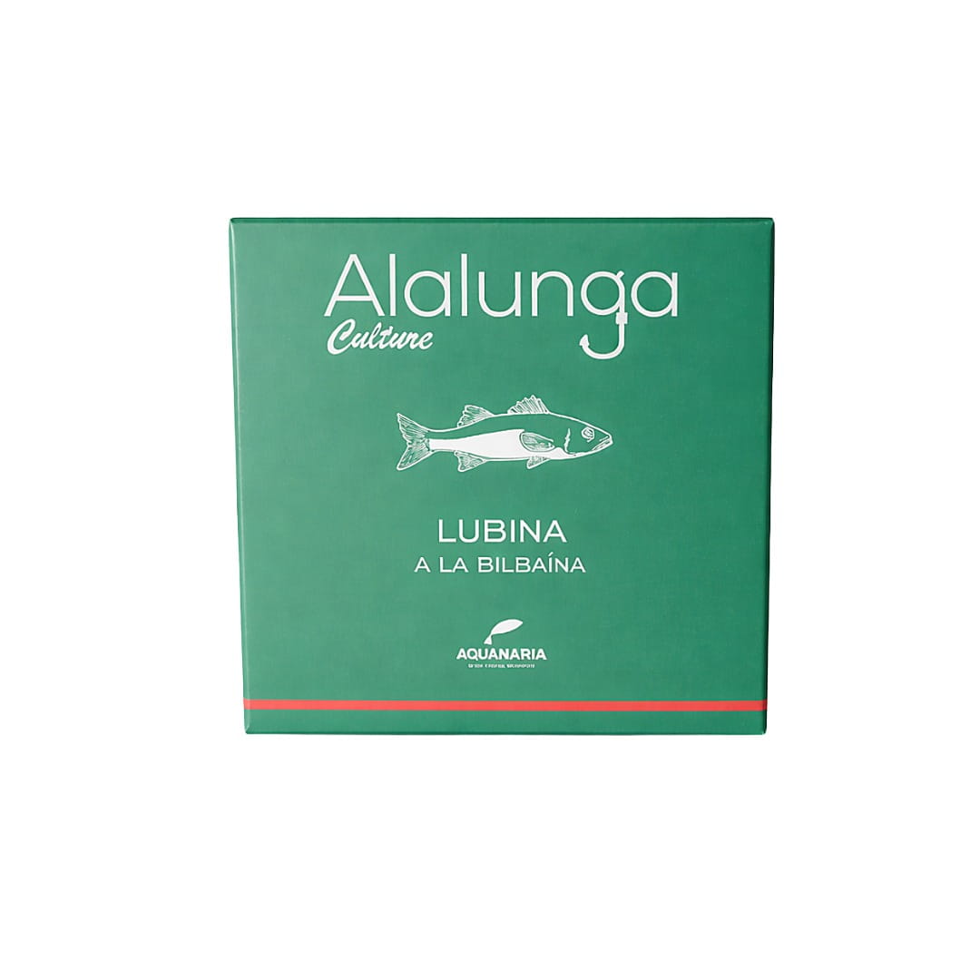 Green box with 'Alalunga' branding and a fish illustration on a white background